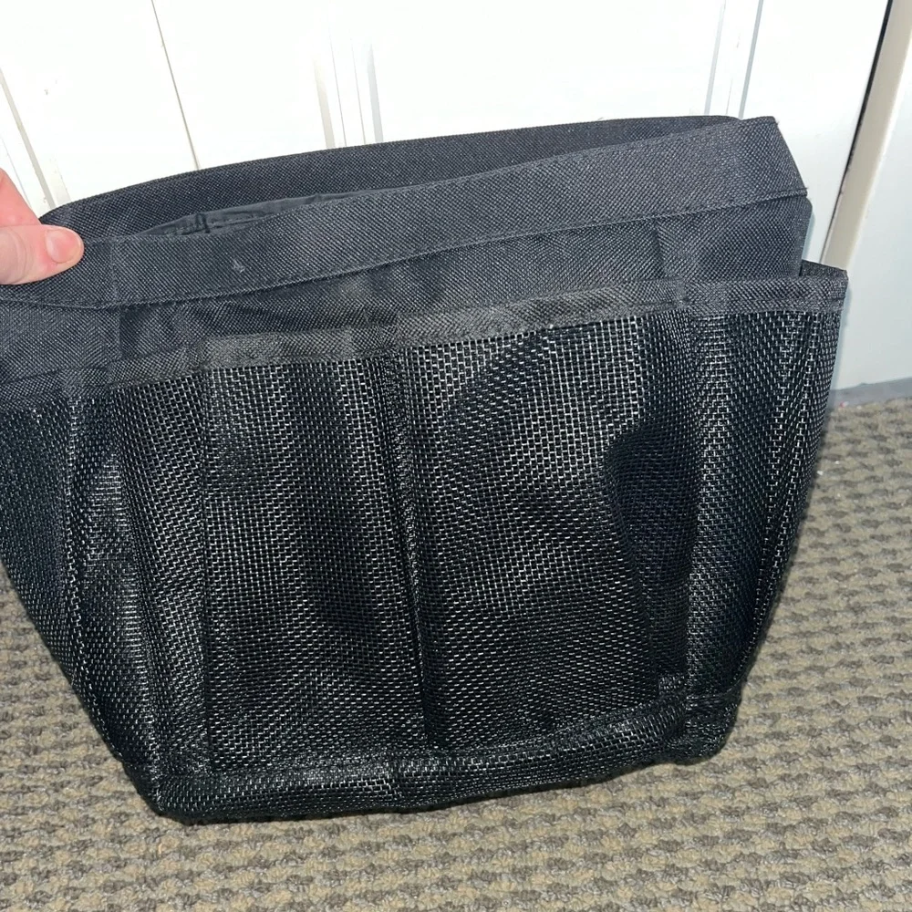 Black mesh shower caddy